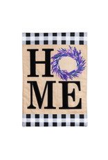 Evergreen Enterprises HOME Lavender Wreath House Burlap Flag