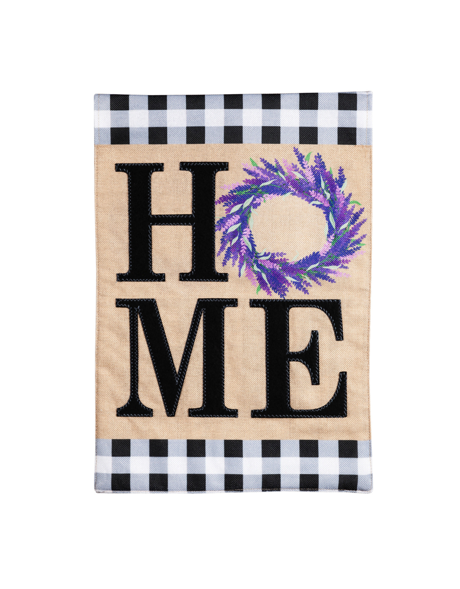 Evergreen Enterprises HOME Lavender Wreath House Burlap Flag