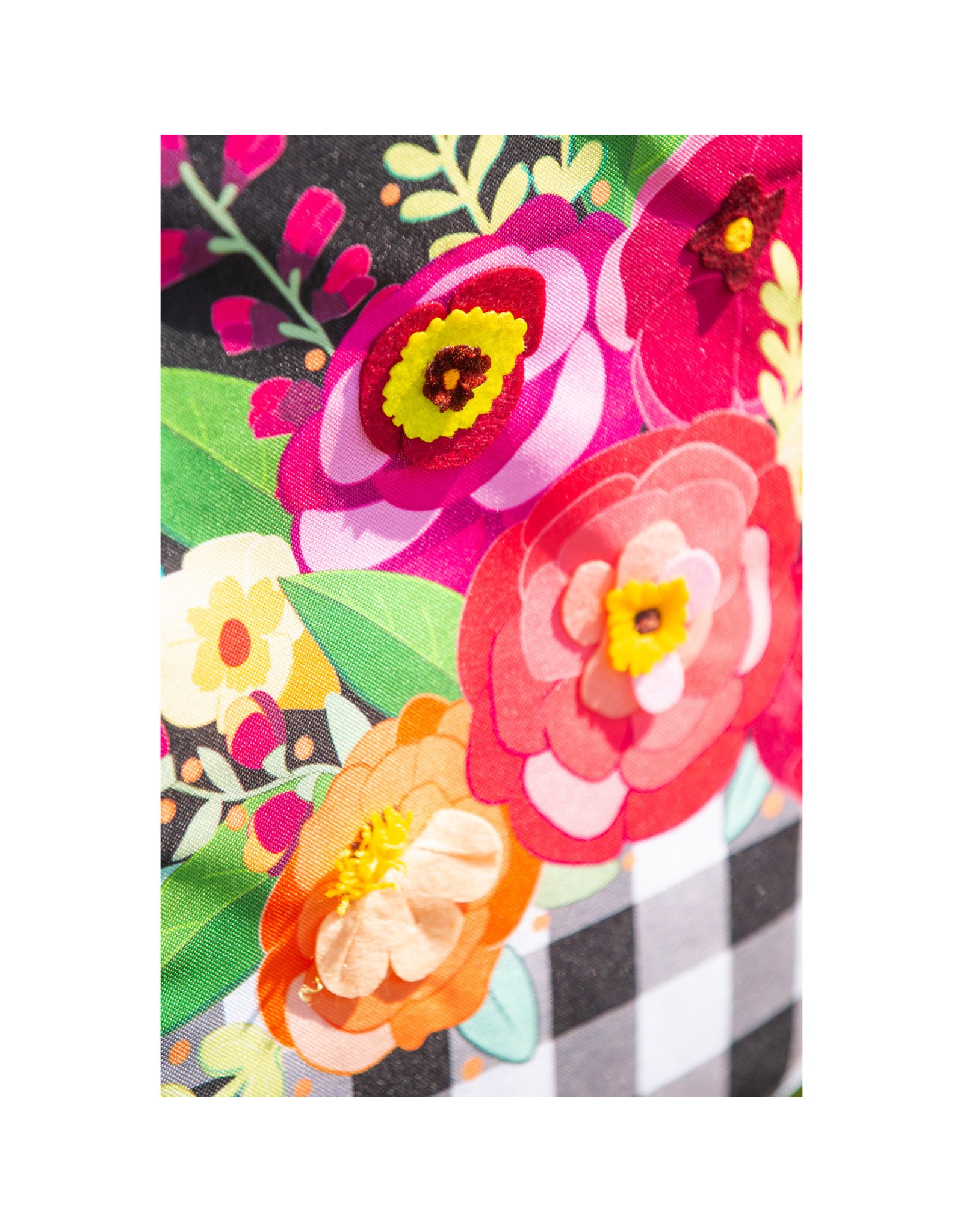 Evergreen Enterprises Floral Welcome Check Garden Linen Flag