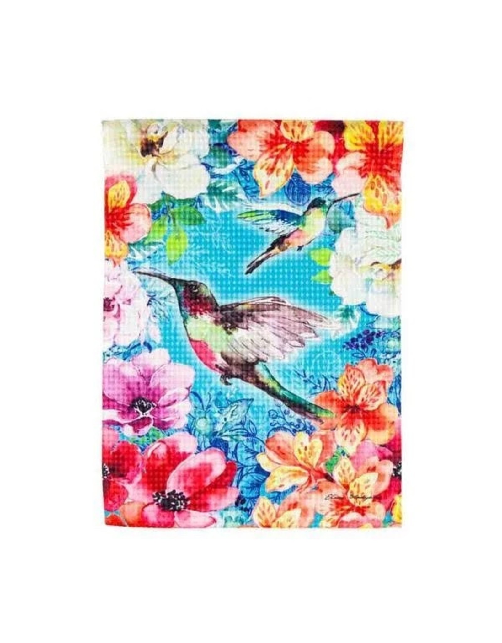 Evergreen Enterprises Bright Flowers and Hummingbirds Garden Waffle Flag