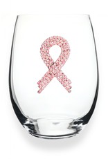 The Queen's Jewels Pink Ribbon Jeweled Glassware