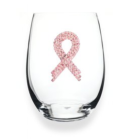 The Queen's Jewels Pink Ribbon Jeweled Glassware