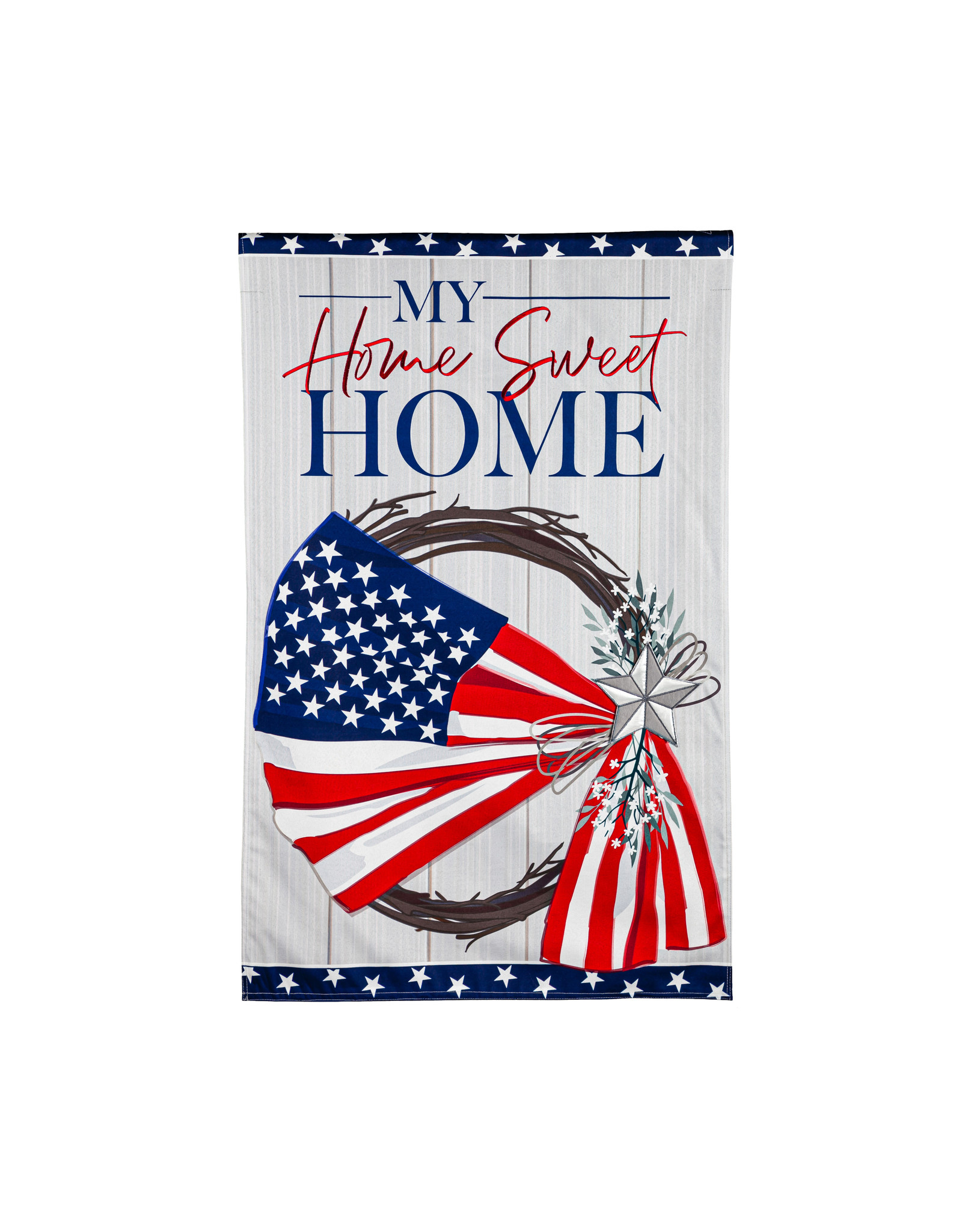 Evergreen Enterprises American Flag Wreath House Linen Flag