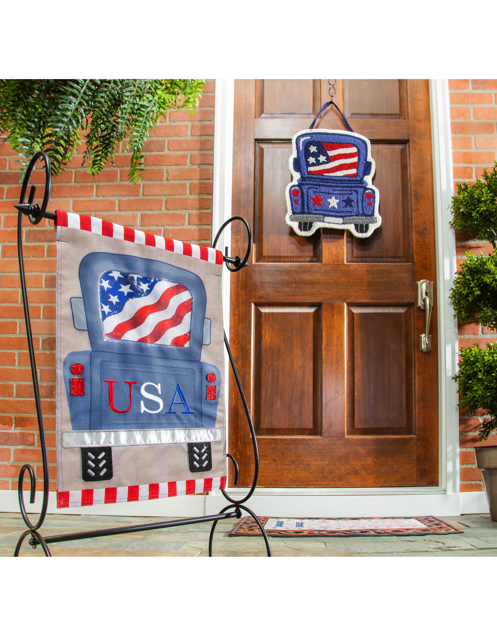 Evergreen Enterprises Patriotic Truck Garden Burlap Flag