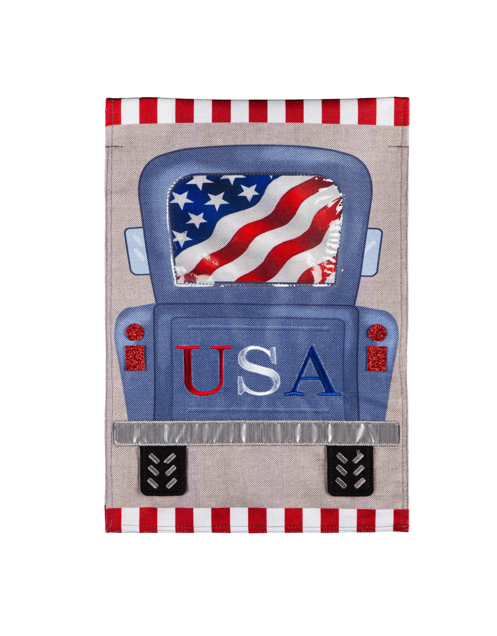 Evergreen Enterprises Patriotic Truck Garden Burlap Flag