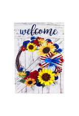 Evergreen Enterprises American Floral Wreath Garden Burlap Flag