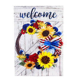 Evergreen Enterprises American Floral Wreath Garden Burlap Flag Evergreen Enterprises American Floral Wreath Garden Burlap Flag