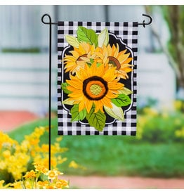 Evergreen Enterprises Sunflowers and Checks Garden Linen Flag