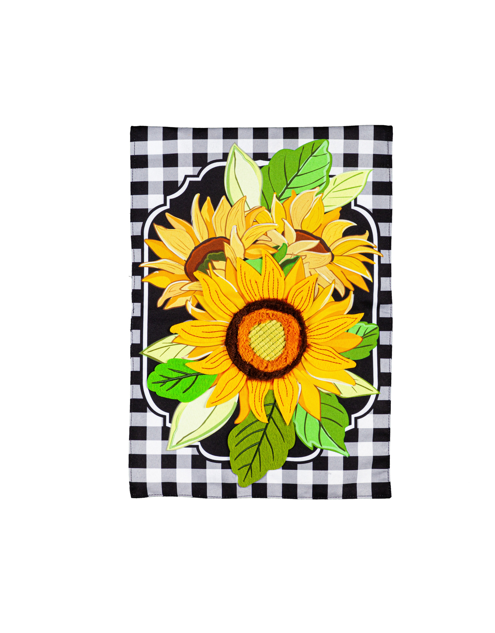 Evergreen Enterprises Sunflowers and Checks Garden Linen Flag