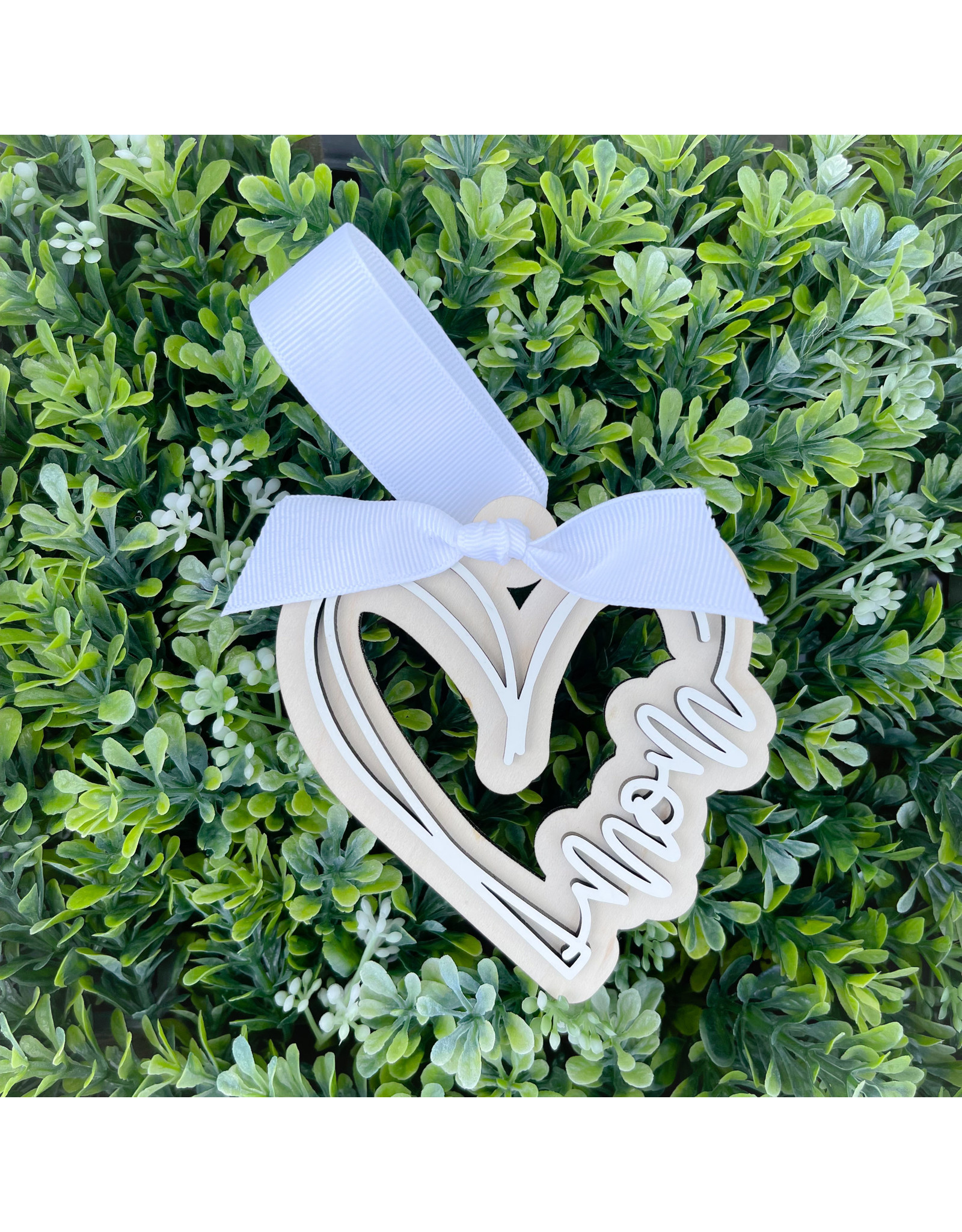 Miche Designs Miche Laser Cut "Mom" Heart Ornament