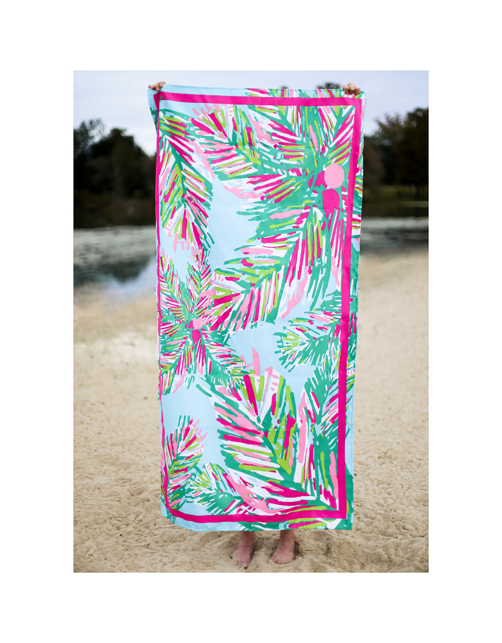 The Royal Standard Panama Beach Towel in Aruba Blue/Hot Pink