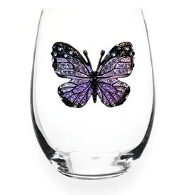 The Queen's Jewels Purple Butterfly Jeweled Stemless Wine Glass