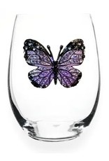 The Queen's Jewels Purple Butterfly Jeweled Stemless Wine Glass