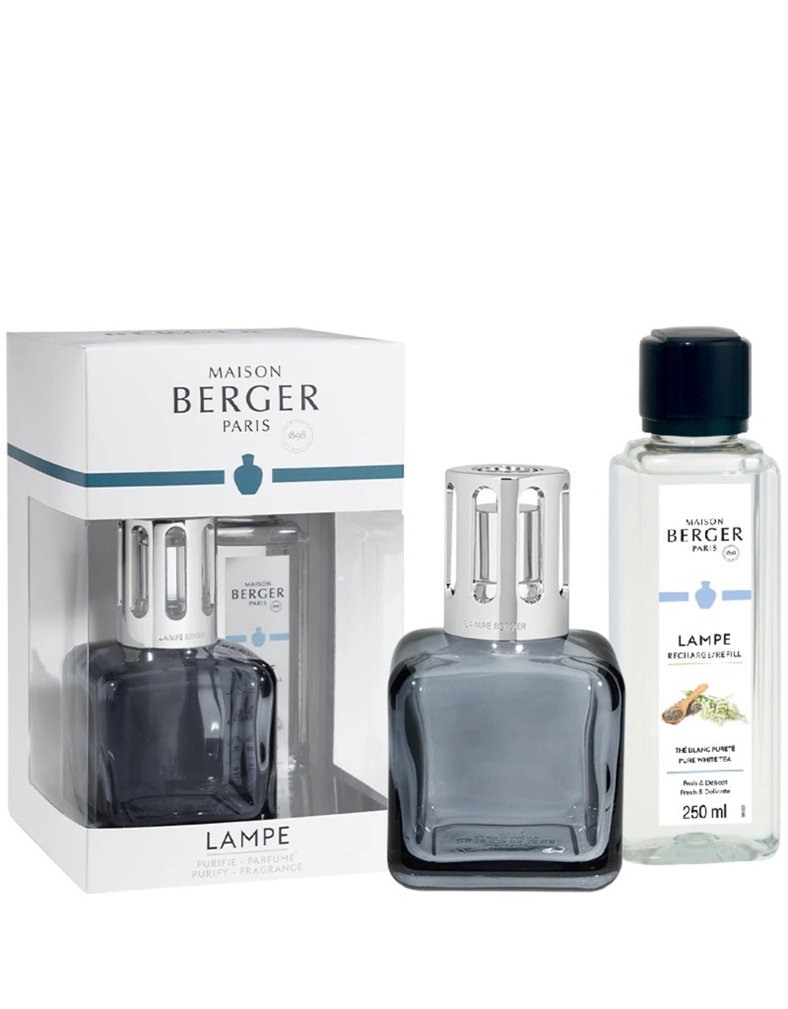 Maison Berger Ice Cube Grey Lamp Gift Set with Pure White Tea
