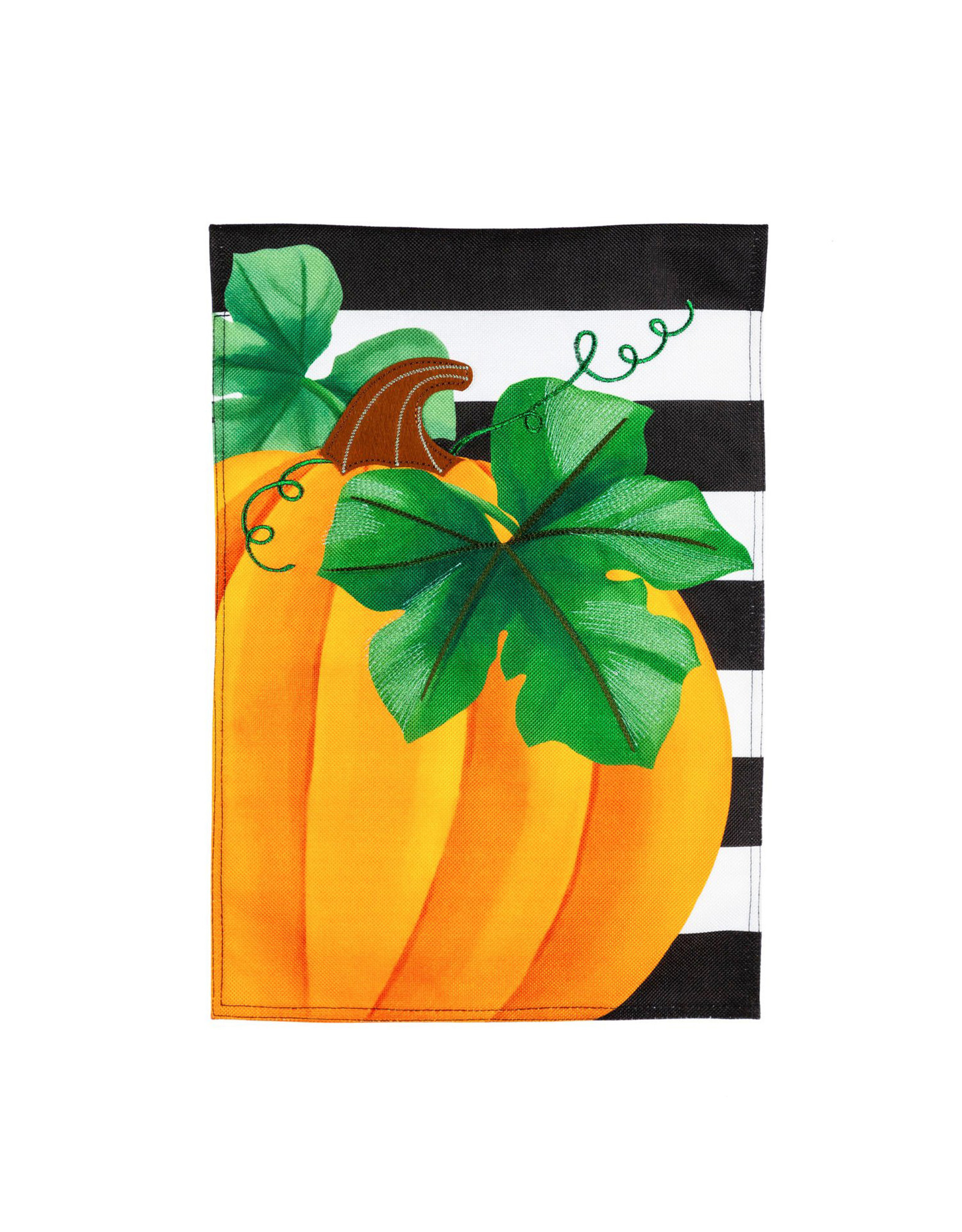Evergreen Enterprises Pumpkin Stripe Garden Burlap Flag