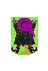 Evergreen Enterprises Witch Splat with Broom Garden Applique Flag