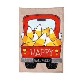 Evergreen Enterprises Candy Corn Truck Garden Burlap Flag