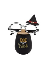 Mud Pie 100% Witch Halloween Wine Glass Set