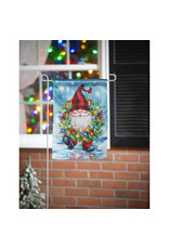 Evergreen Enterprises Gnome with a Christmas Wreath Garden Lustre Flag