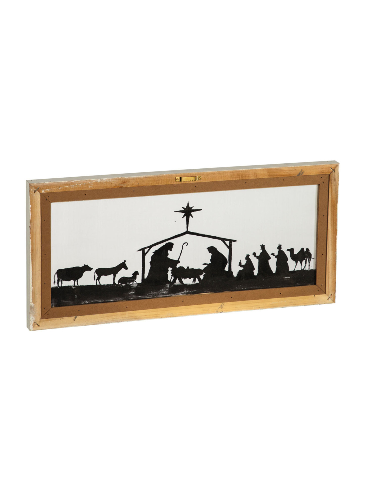 Evergreen Enterprises Nativity Scene Hand Painted Screen Wood Frame Wall Décor