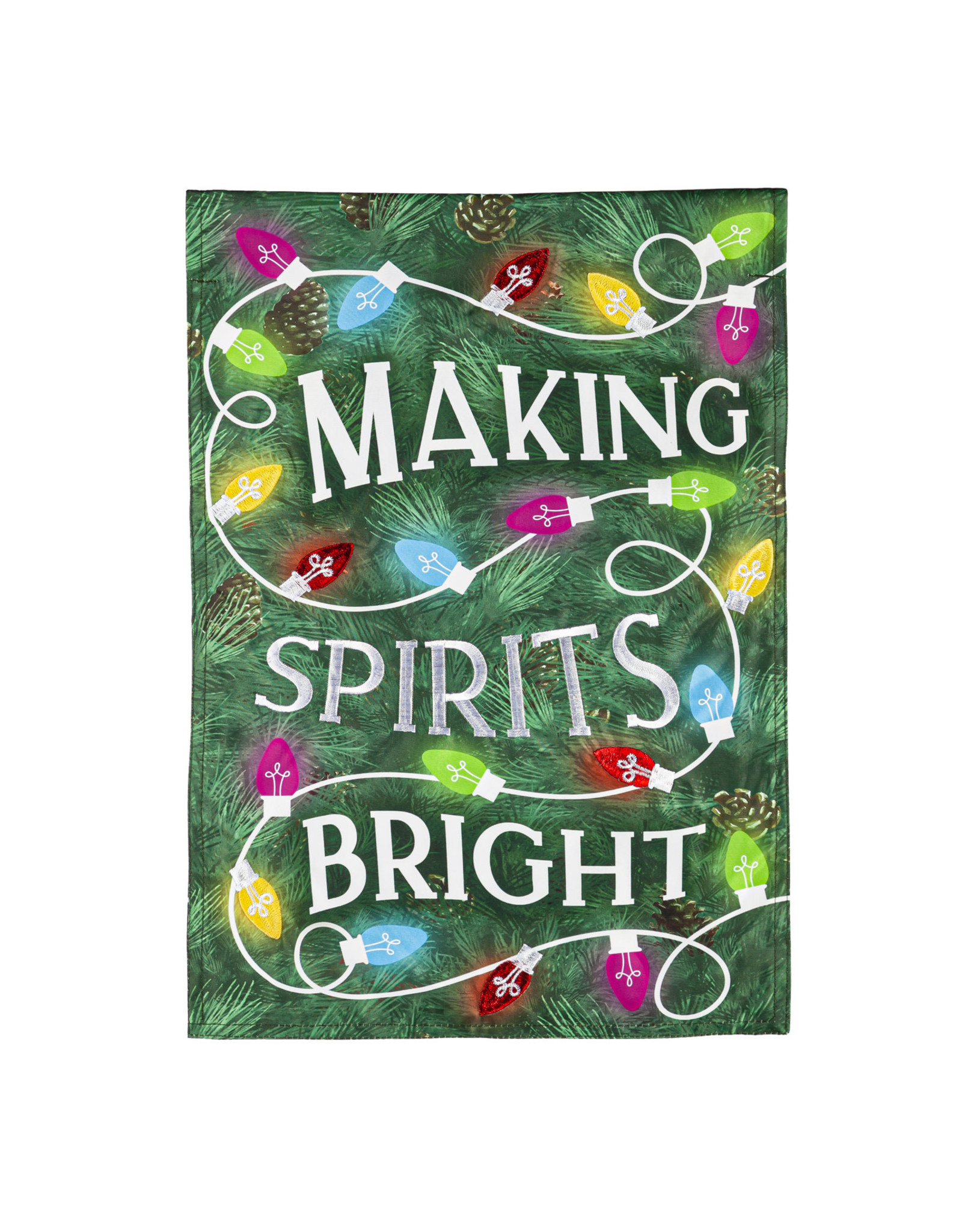 Evergreen Enterprises Making Spirits Bright Garden Applique Flag