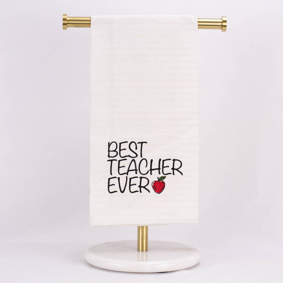 Best Teacher Pinstripe Hand Towel Miche Designs and Gifts