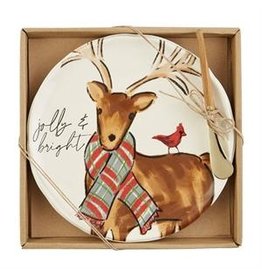 Mud Pie Deer Tartan Cheese Set