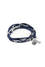 Kinsley Armelle Wrap Collection Silver Denim Bracelet