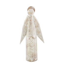 Mud Pie Lg White Wood Angel Sitter