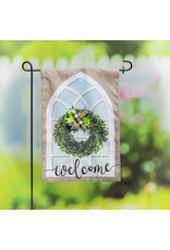 Evergreen Enterprises Farmhouse Window and Wreath Garden Burlap Flag