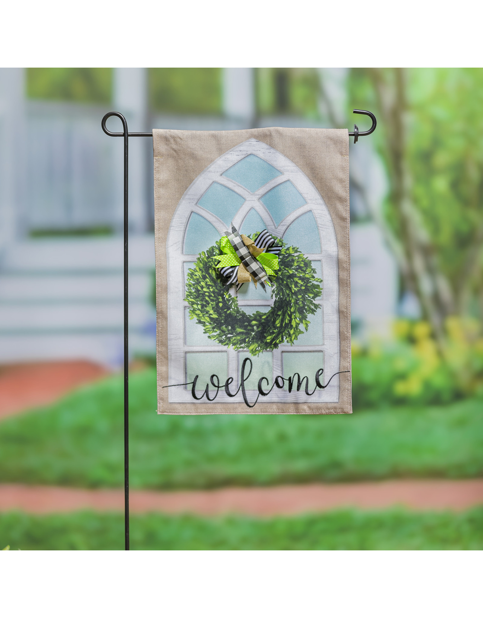 Evergreen Enterprises Farmhouse Window and Wreath Garden Burlap Flag