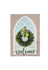 Evergreen Enterprises Farmhouse Window and Wreath Garden Burlap Flag