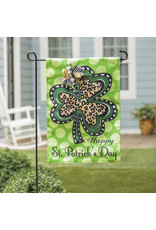 Evergreen Enterprises Animal Print Shamrock Garden Burlap Flag