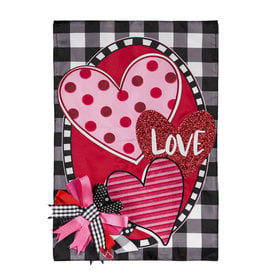 Evergreen Enterprises Hearts and Love Garden Applique Flag