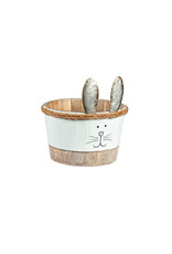 Evergreen Enterprises Wood Bunny Planter with Metal Ears, Set of 3