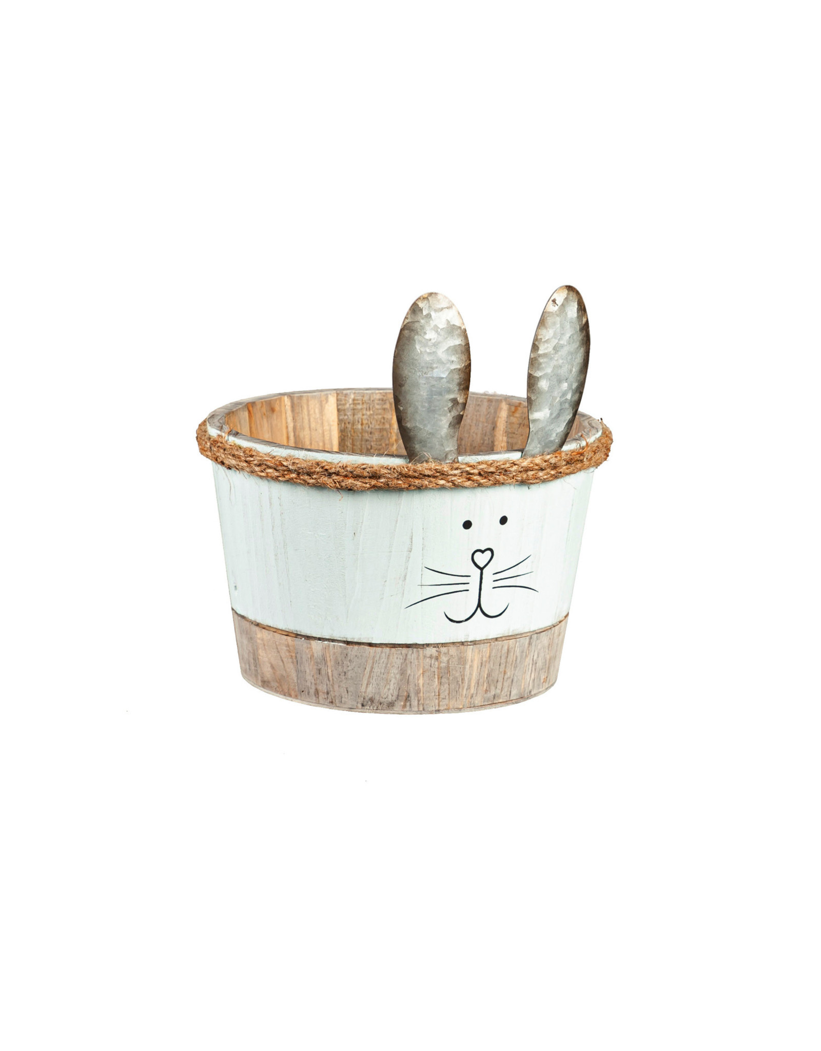 Evergreen Enterprises Wood Bunny Planter with Metal Ears, Set of 3