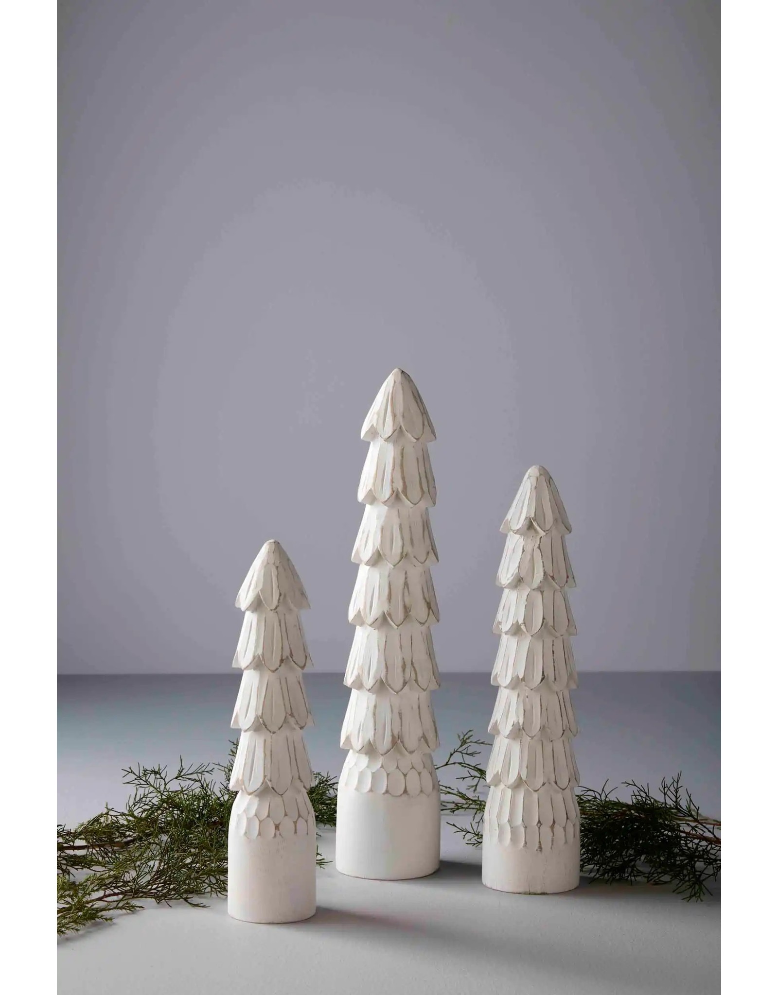 Mud Pie Large White Carved Tree