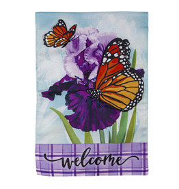 Evergreen Enterprises Iris Butterflies Garden Burlap Flag
