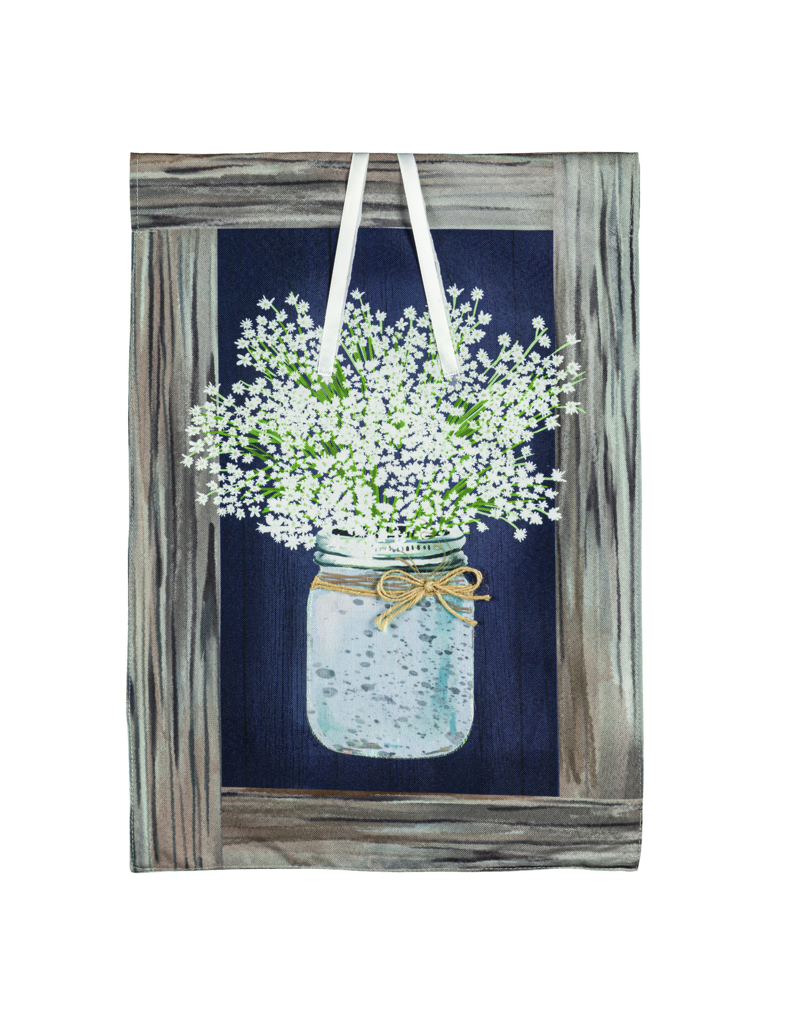 Evergreen Enterprises Hanging Mason Jar Garden Linen Flag