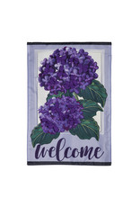 Evergreen Enterprises Hydrangea Welcome Garden Applique Flag