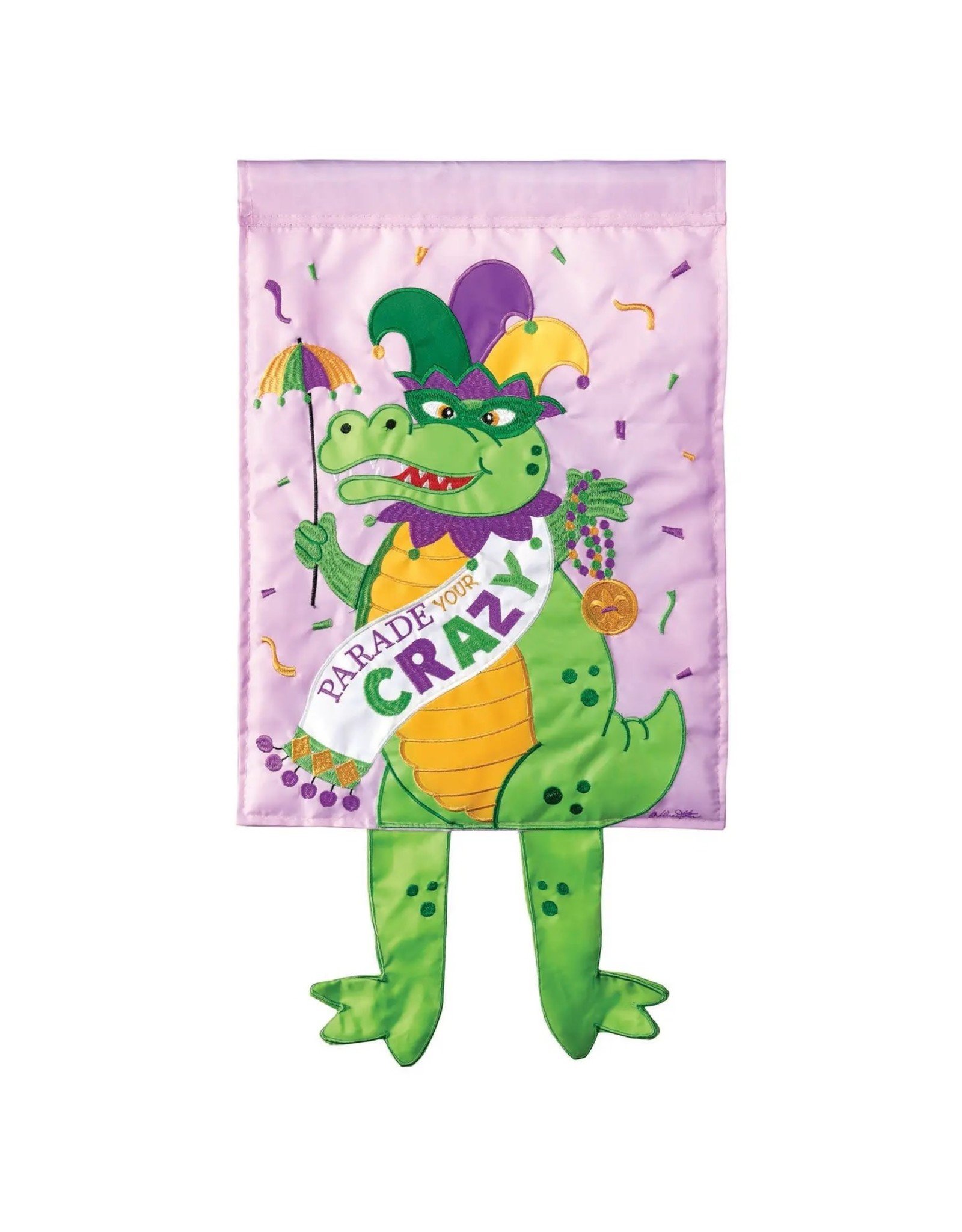 Magnolia Garden Flag Company Mardi Gras Alligator Garden Flag