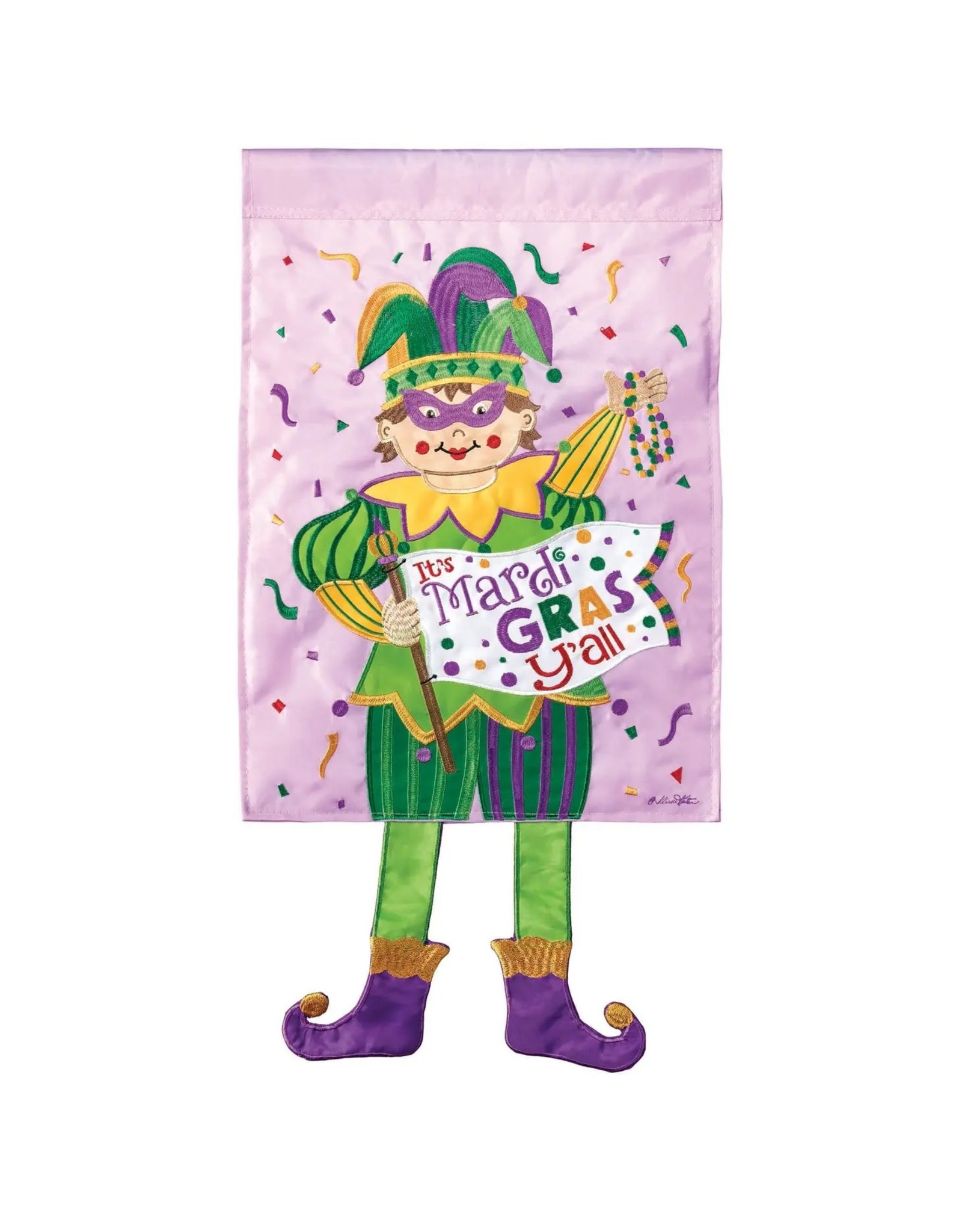 Magnolia Garden Flag Company Mardi Gras Jester Crazy Leg Flag