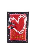 Evergreen Enterprises Scattered Hearts and Bow Garden Burlap Flag