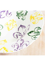 The Royal Standard Watercolor Fleur de Lis Serving Bowl in Mardi Gras Colors