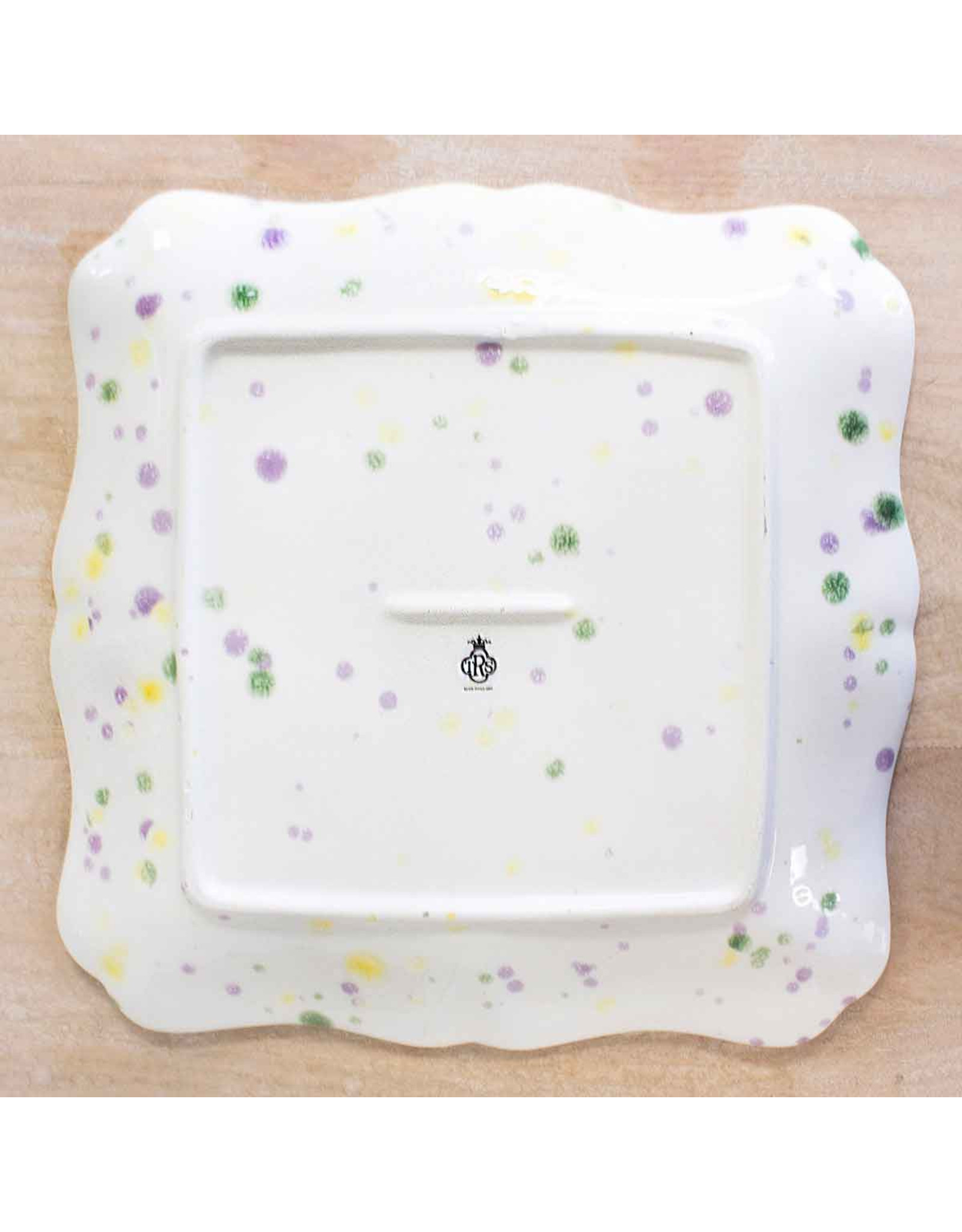 The Royal Standard Watercolor Fleur de Lis Platter in Mardi Gras Colors