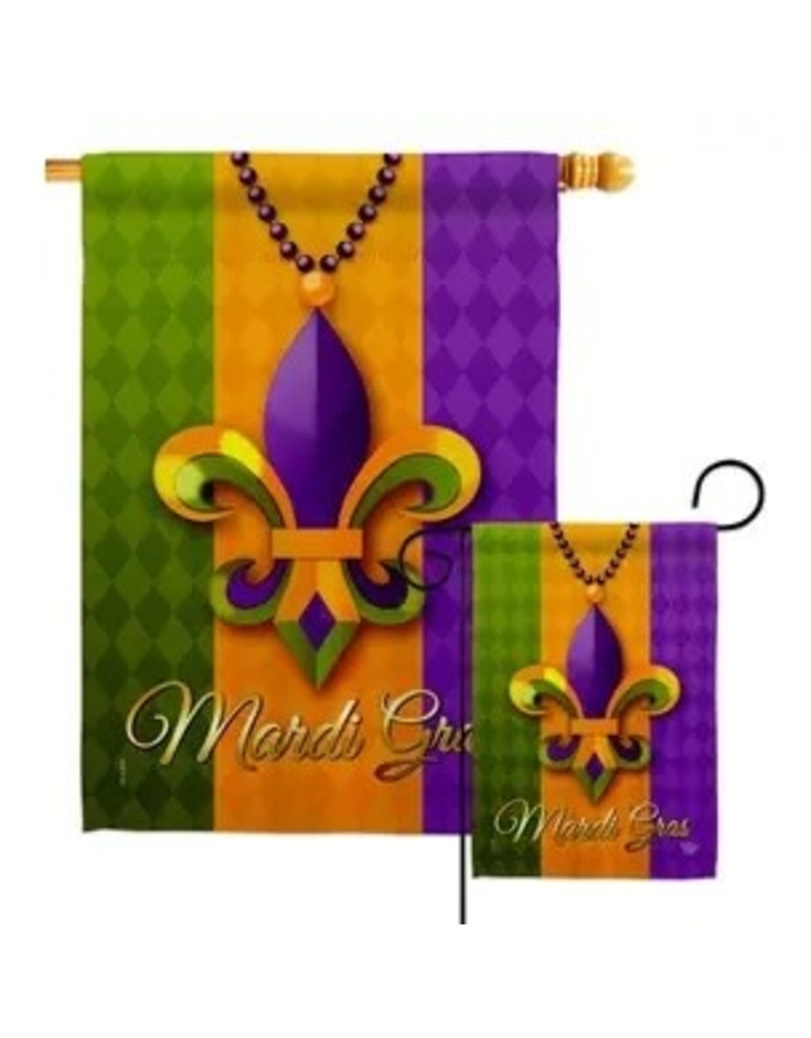 Two Group Flag Co. Mardi Gras Beads New Orleans Garden House 2-Sided Flag