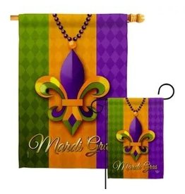 Two Group Flag Co. Mardi Gras Beads New Orleans Garden House 2-Sided Flag