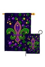 Two Group Flag Co. Flag Diamond Fleur De Lis Mardi Gras New Orleans Garden