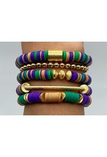 MM Custom Creations Solid Color 8mm Heishi Beaded Stretch Bracelets with Gold Bar