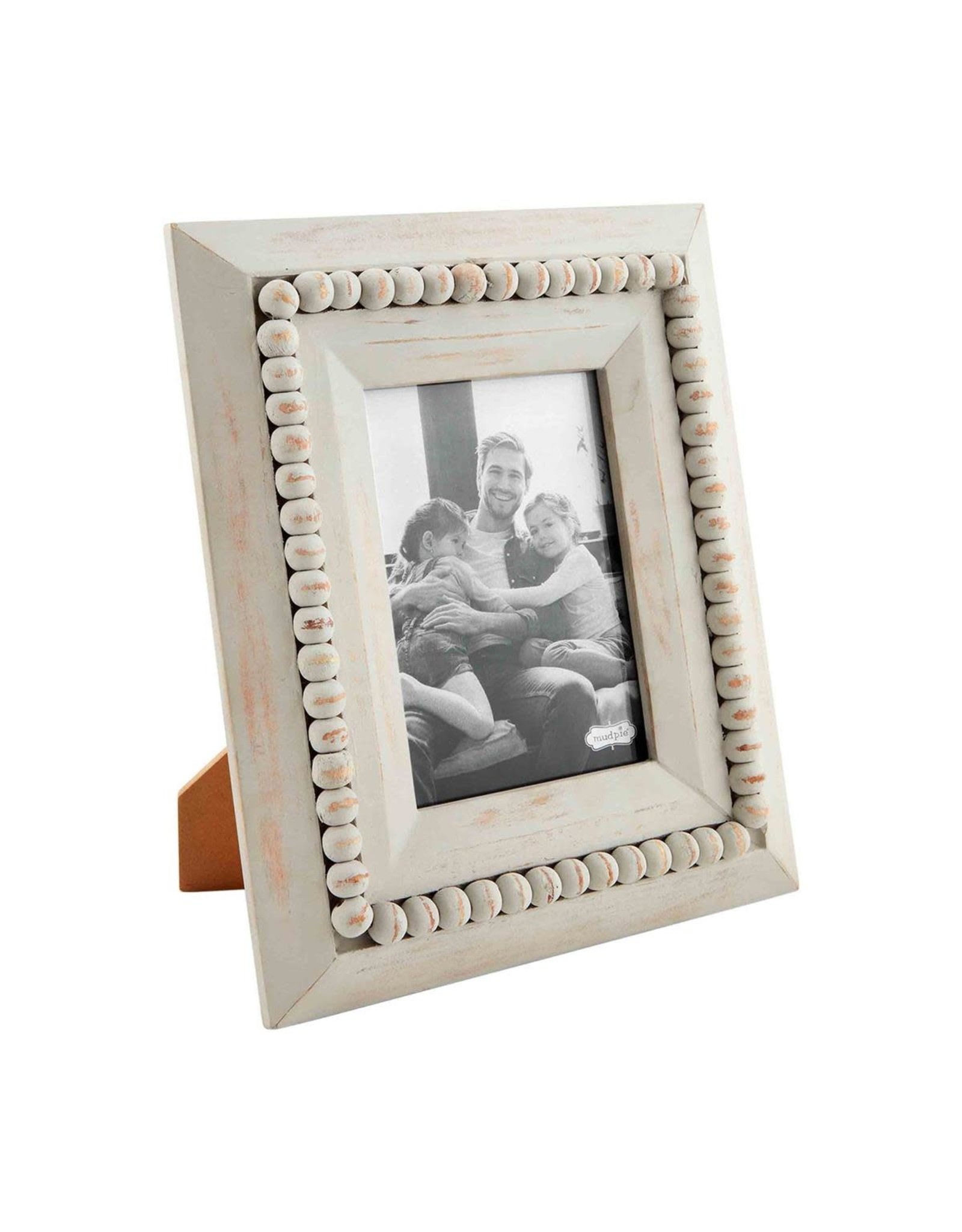 Mud Pie Gray-Washed Mango Wood Beaded Picture Frame
